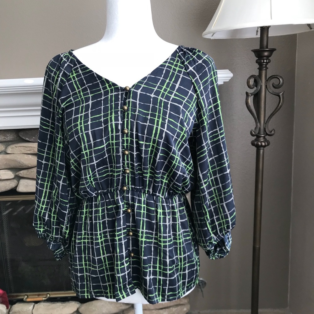 Banana Republic long sleeve navy blouse
